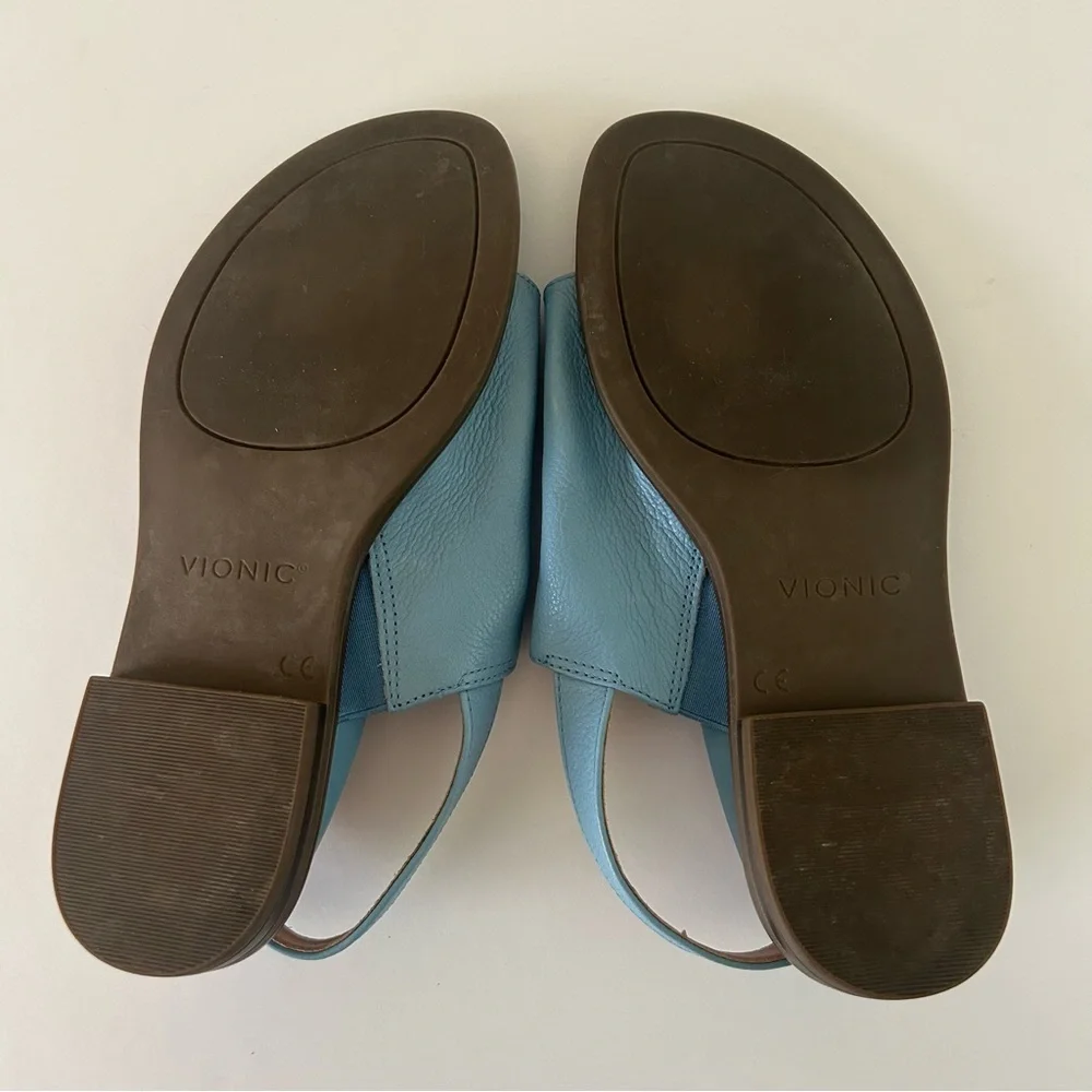 Vionic Ella Thong Sandal Shoe Leather Slingback Arch Support Ice Blue Size 5 - Picture 12 of 14